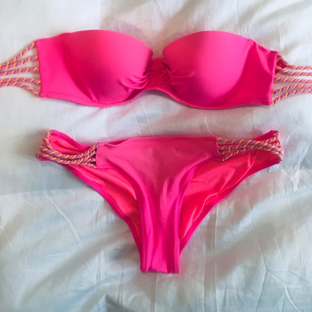 VS Neon Pink Bikini top and bottom
